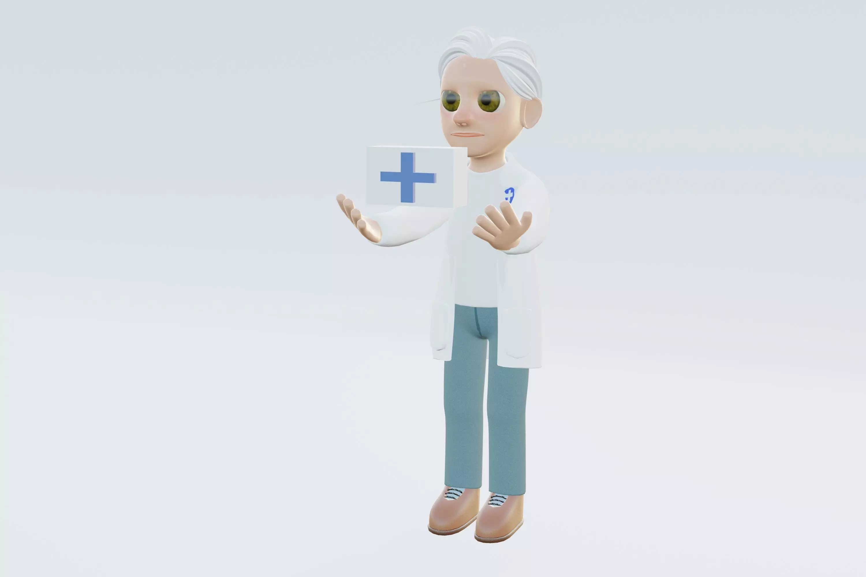 doctor man cartoon character Low-poly 3D model_0