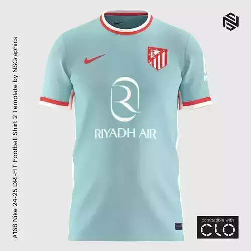 Nike 24-25 DRI-FIT Football Shirt 2 Template for CLO 3D