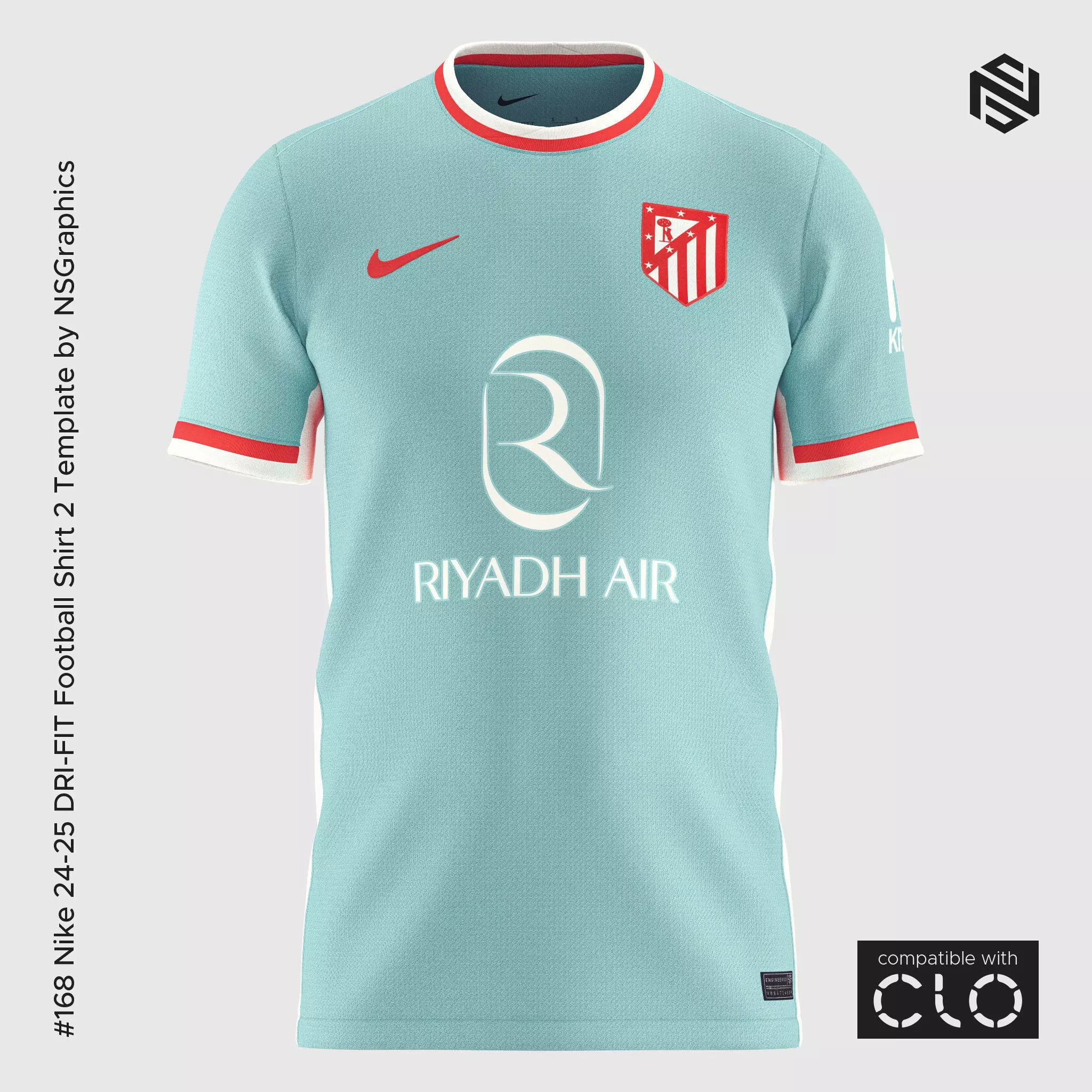 Nike 24-25 DRI-FIT Football Shirt 2 Template for CLO 3D 3D model