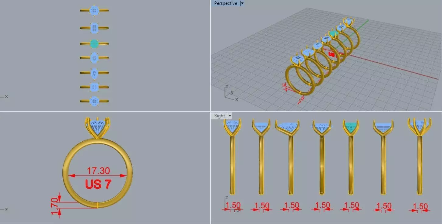 RINGS WITH SIX KIND OF DIAMOND 3D print model_0
