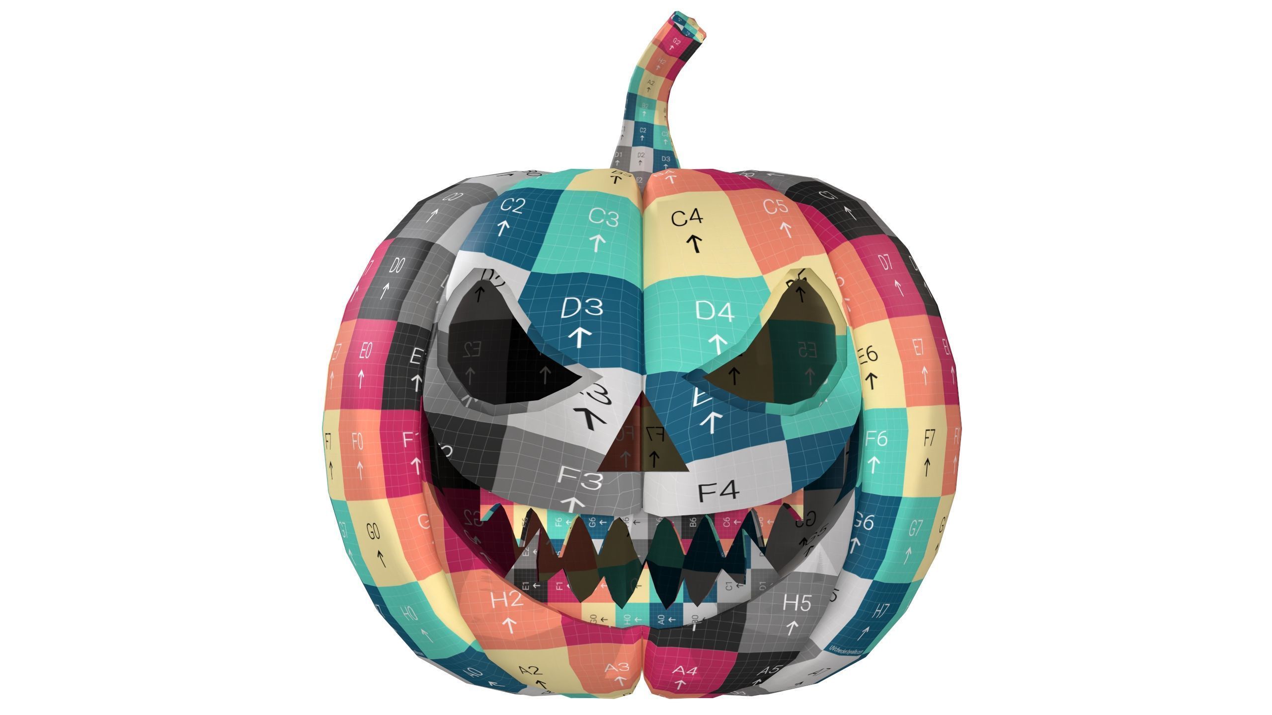 Halloween Pumpkin 03 Low-poly 3D model_12