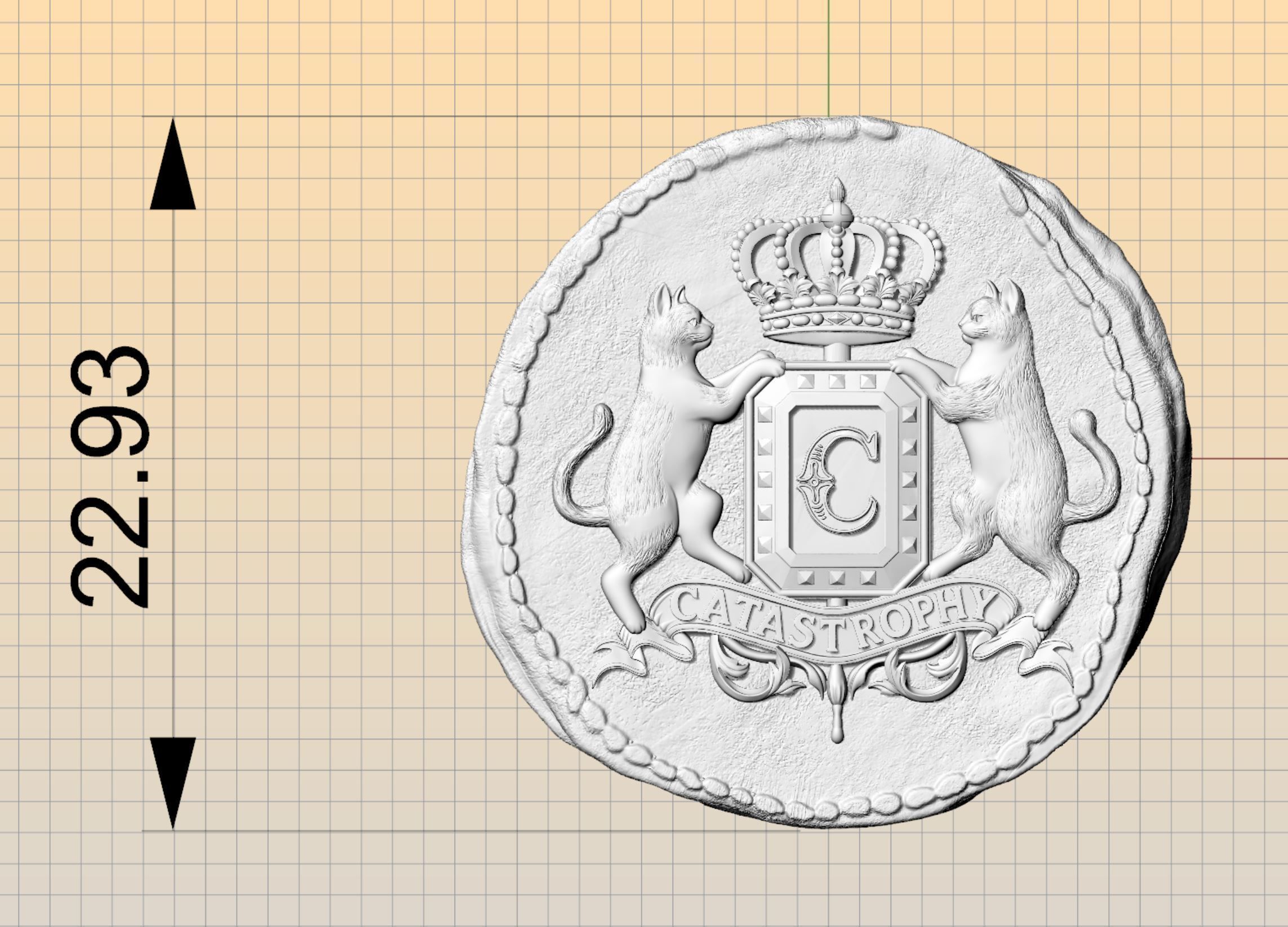 Catastrophy coin pendant 3D print model_3