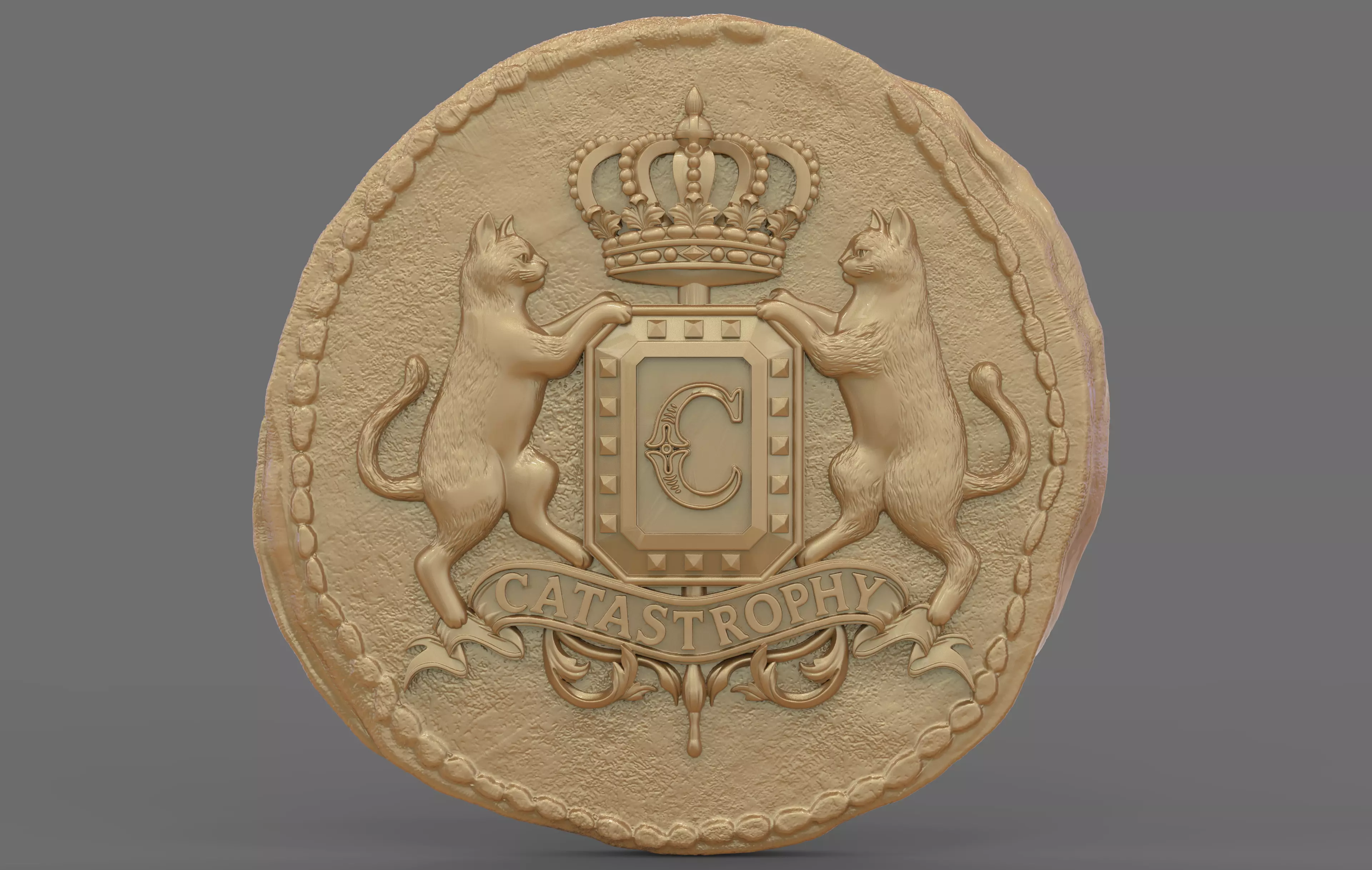 Catastrophy coin pendant 3D print model_0