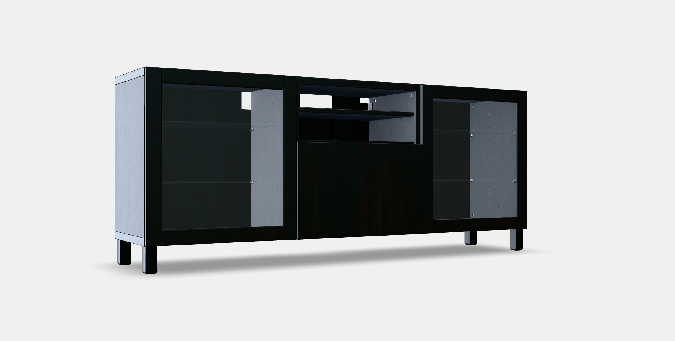 BESTA TV bench with drawers 3 Low-poly 3D model_7