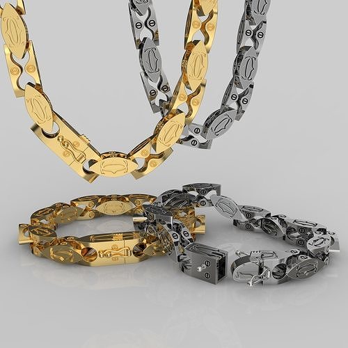 Jewelry Lock box and link 8mm chain or bracelet printable STL 3D print model