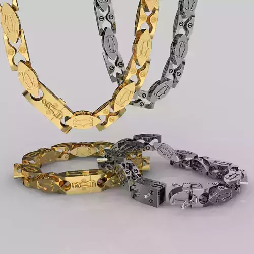 Jewelry Lock box and link 8mm chain or bracelet printable STL