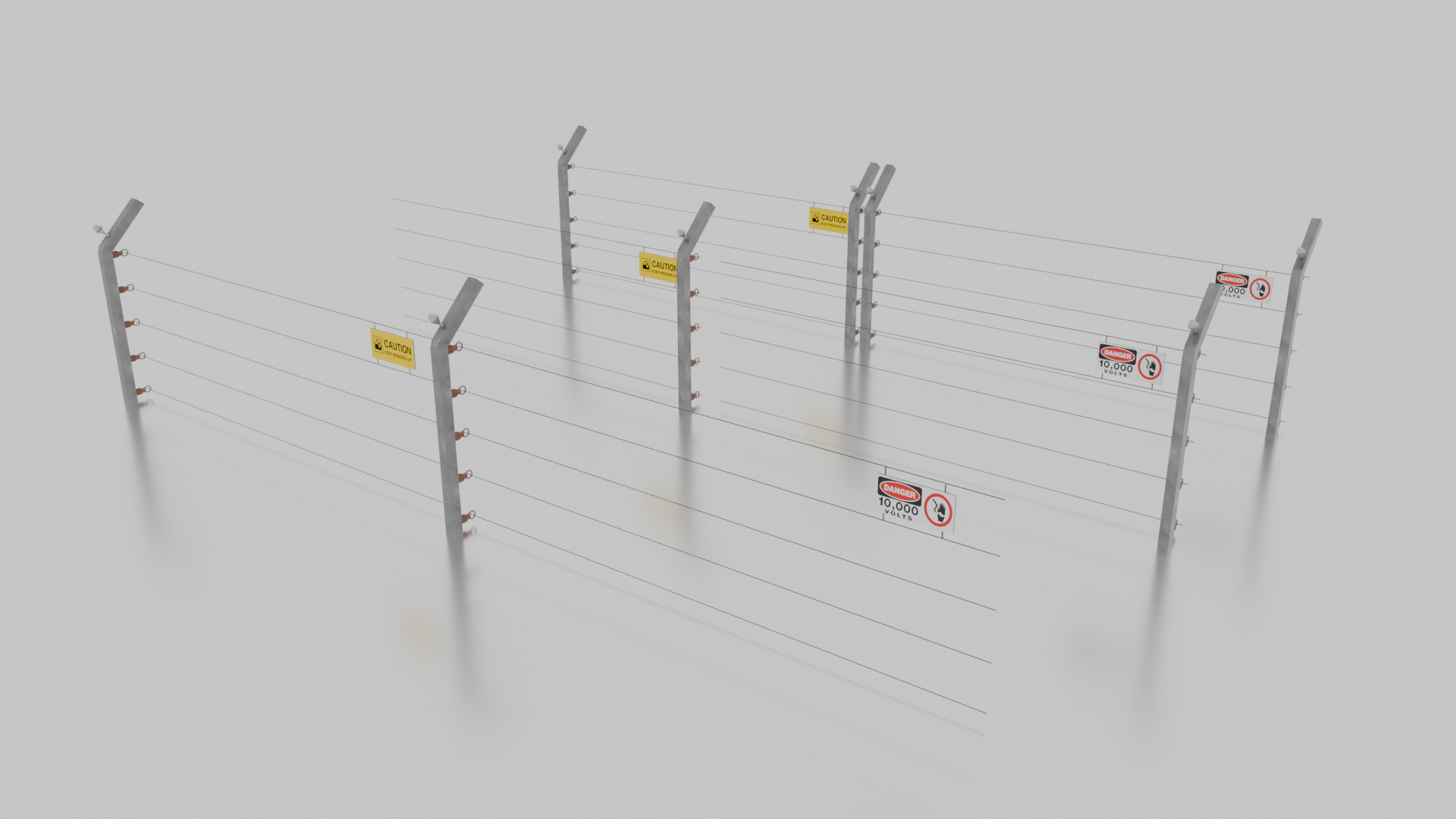 Jurassic Themed - Dilophosaurus Fence Low-poly 3D model_5