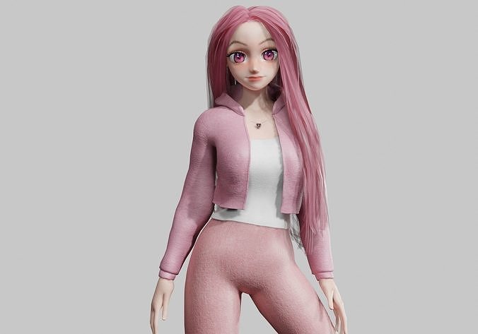 Young cute Girl V38332  Low-poly 3D model