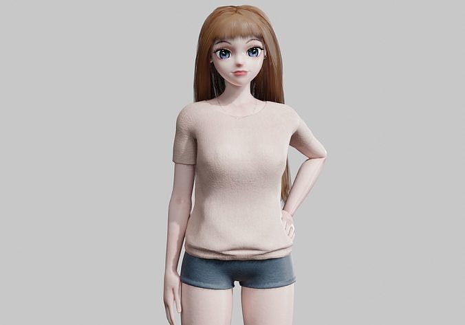 stylized anime Girl V33149  Low-poly 3D model