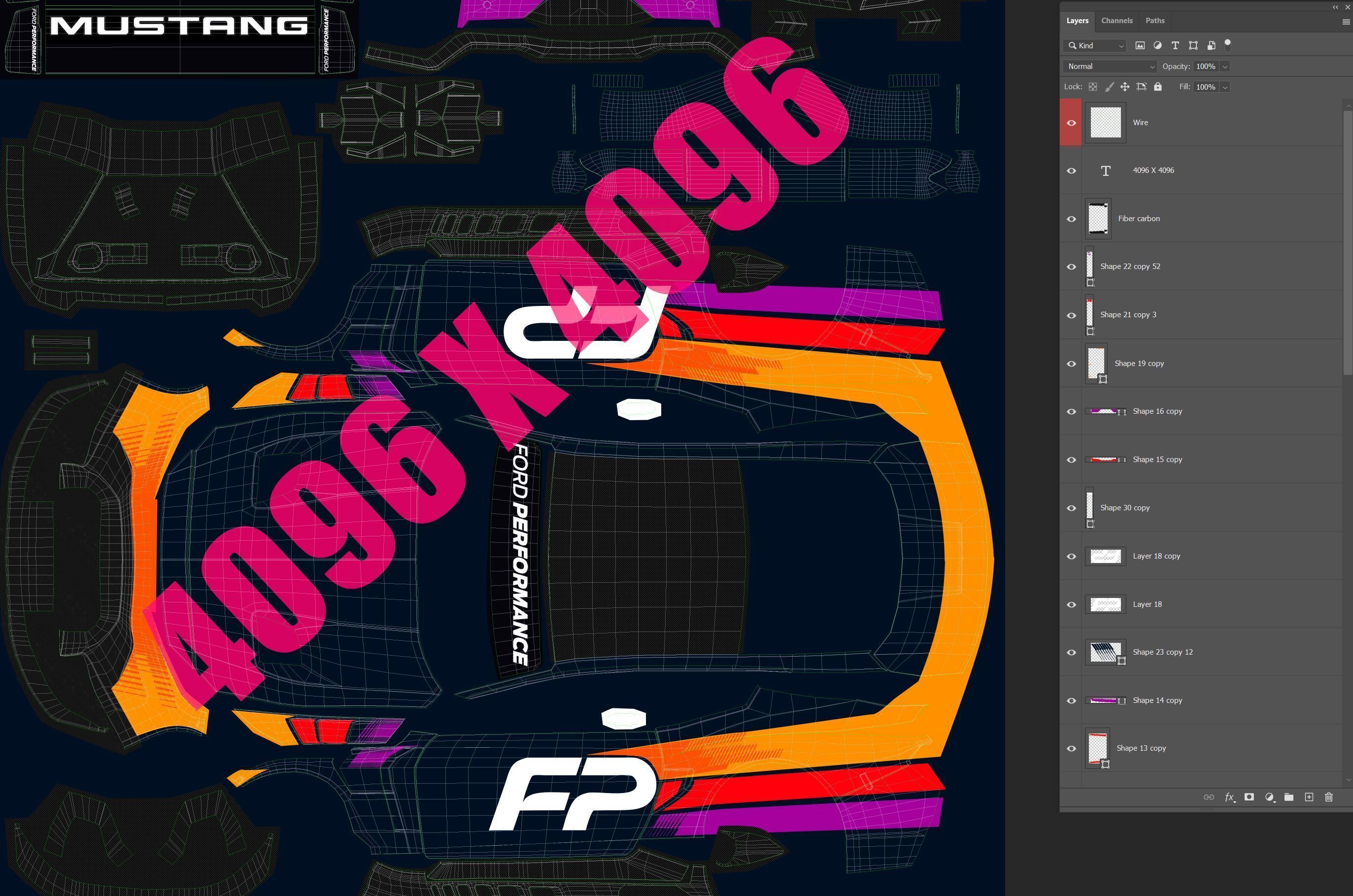 Mustang GT3 2024 Template v2 3D model_17