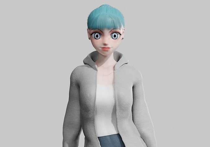 Basic cute Girl V23680  Low-poly 3D model