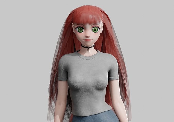 anime Young Girl V30132  Low-poly 3D model