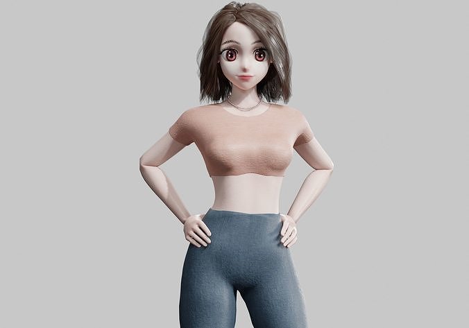 anime Basic Girl V32360  Low-poly 3D model