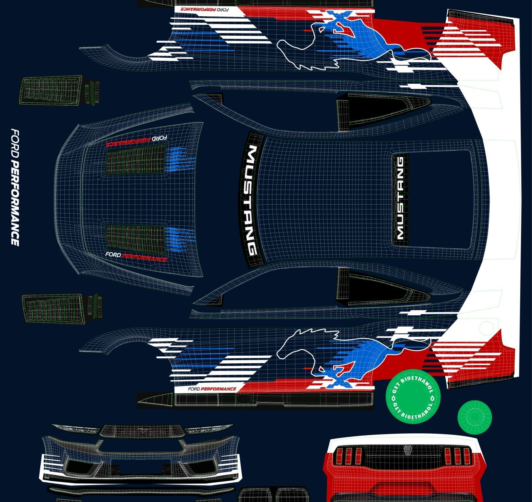 Nascar Mustang 2024 livey Template 3D model_19