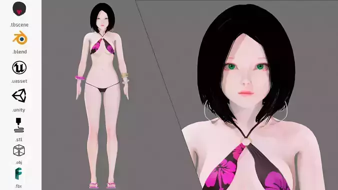 Bikini 0003 - UE5 - Unity - Blender - Animated