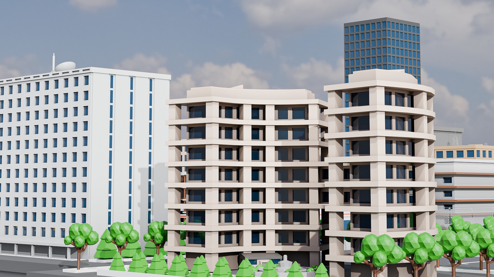 Low poly city buildings pack Low-poly 3D model_2