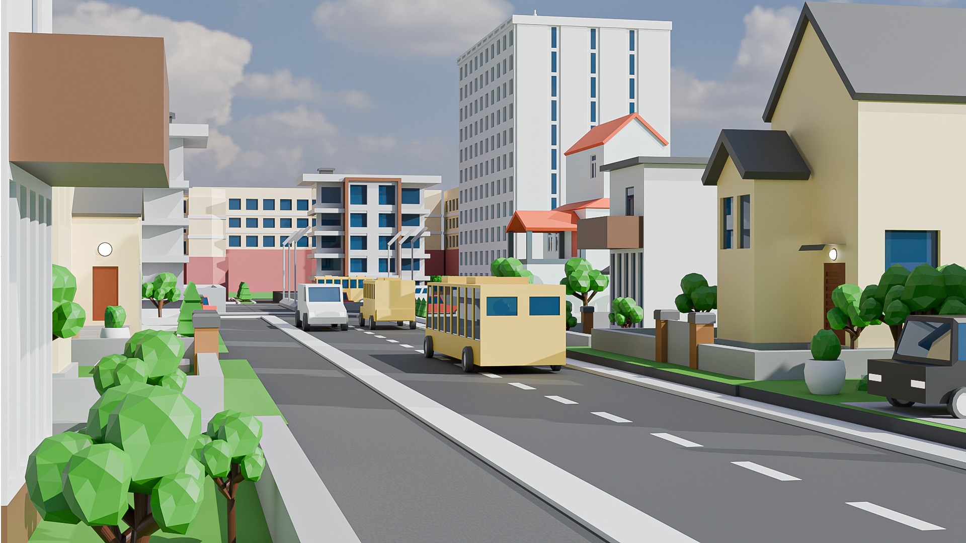 Low poly city buildings pack Low-poly 3D model_6