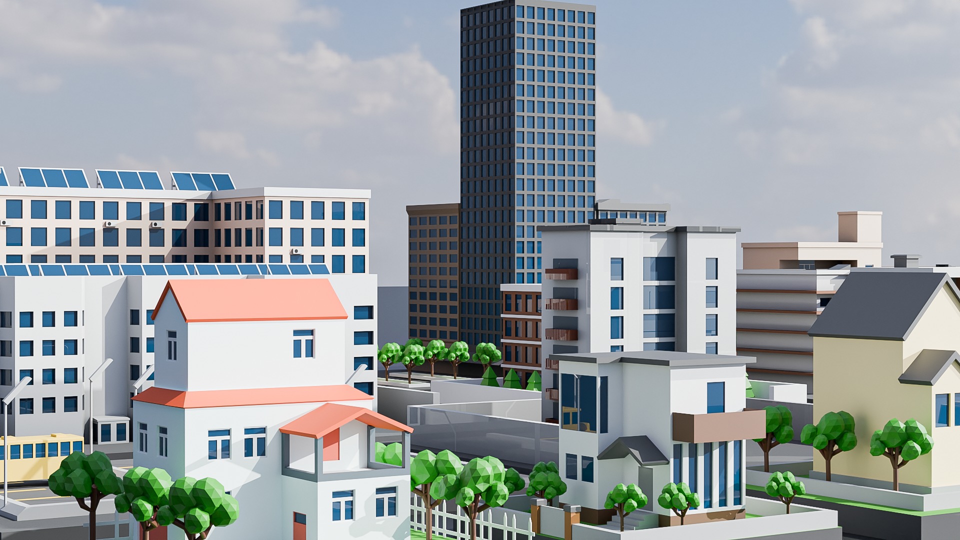 Low poly city buildings pack Low-poly 3D model_1