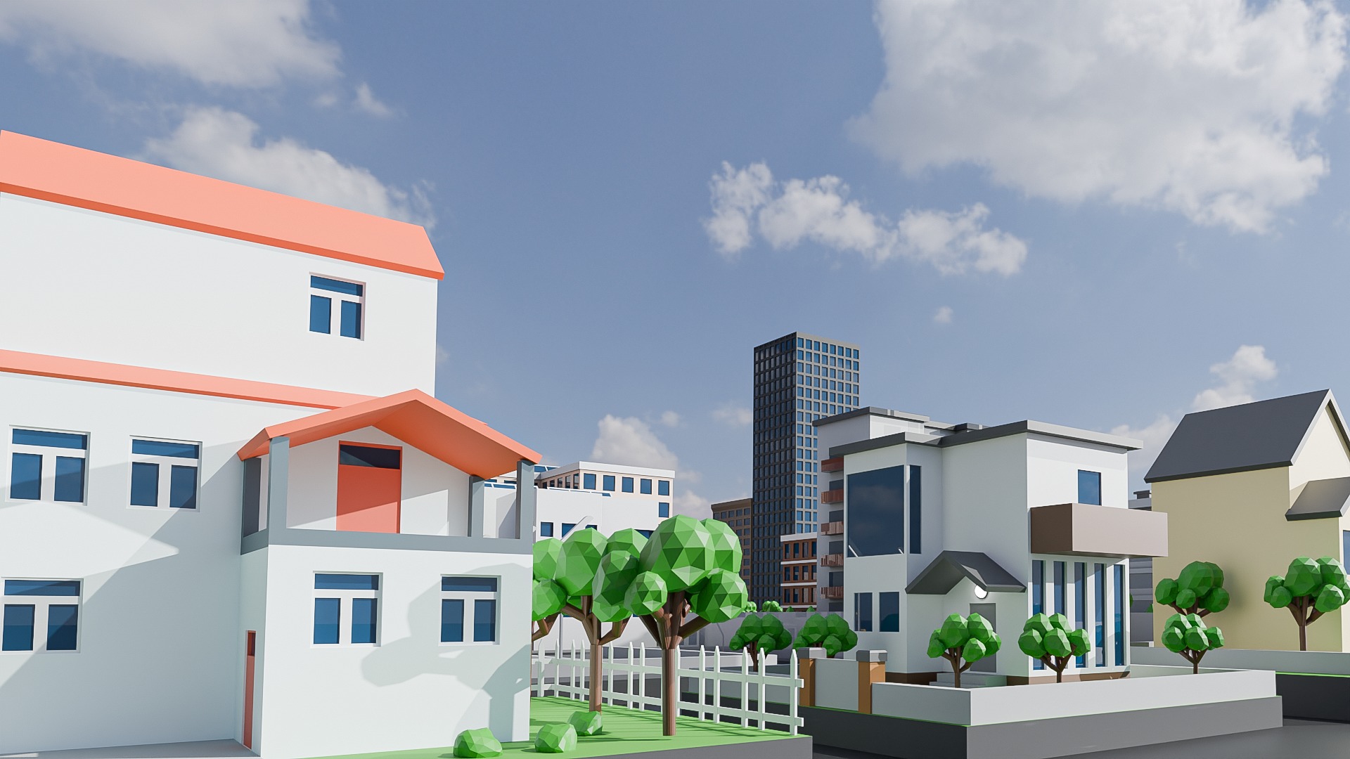 Low poly city buildings pack Low-poly 3D model_3