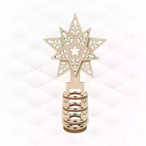 Christmas Tree Topper Star laser cut design 3D print model