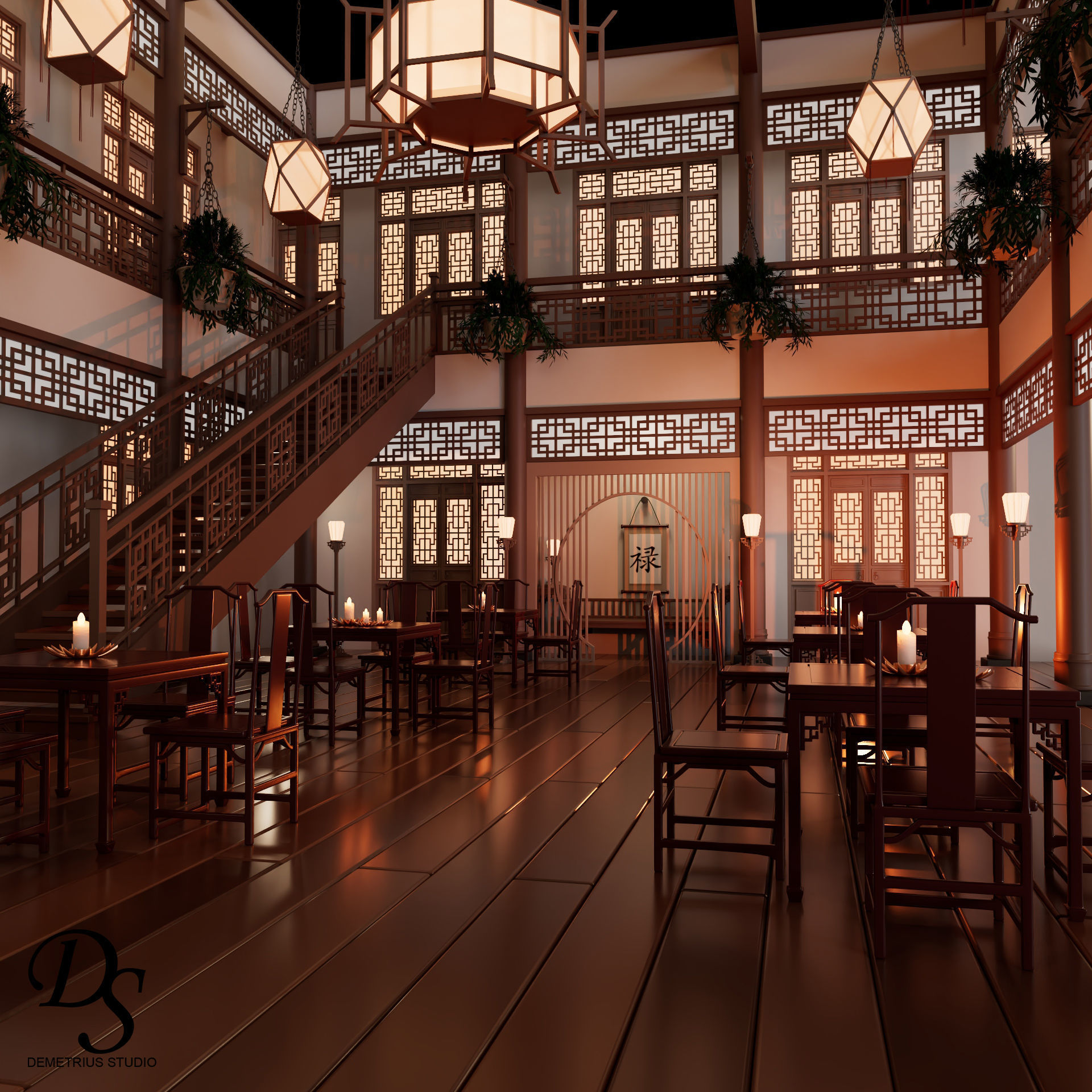 Chinese Style Inn 3D model_4
