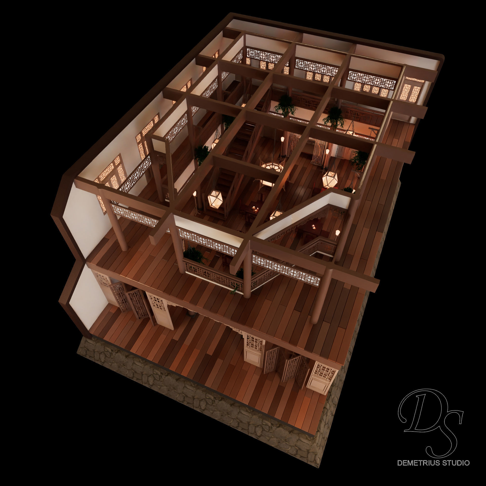 Chinese Style Inn 3D model_8