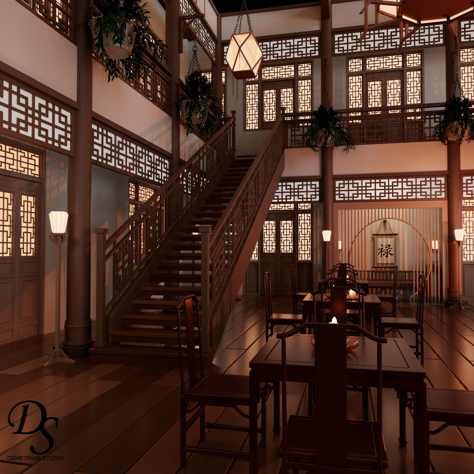 Chinese Style Inn 3D model_6