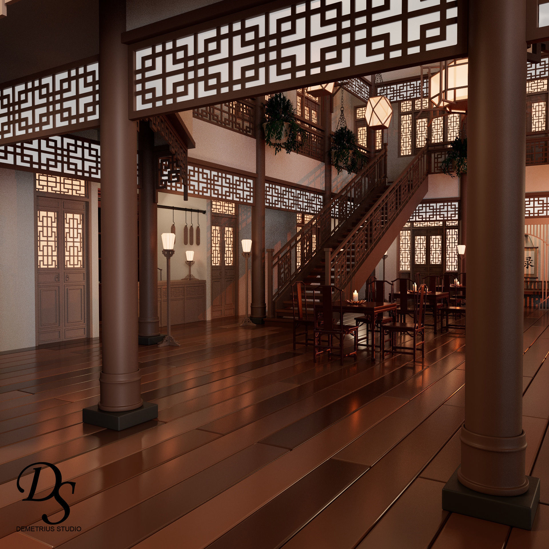 Chinese Style Inn 3D model_5