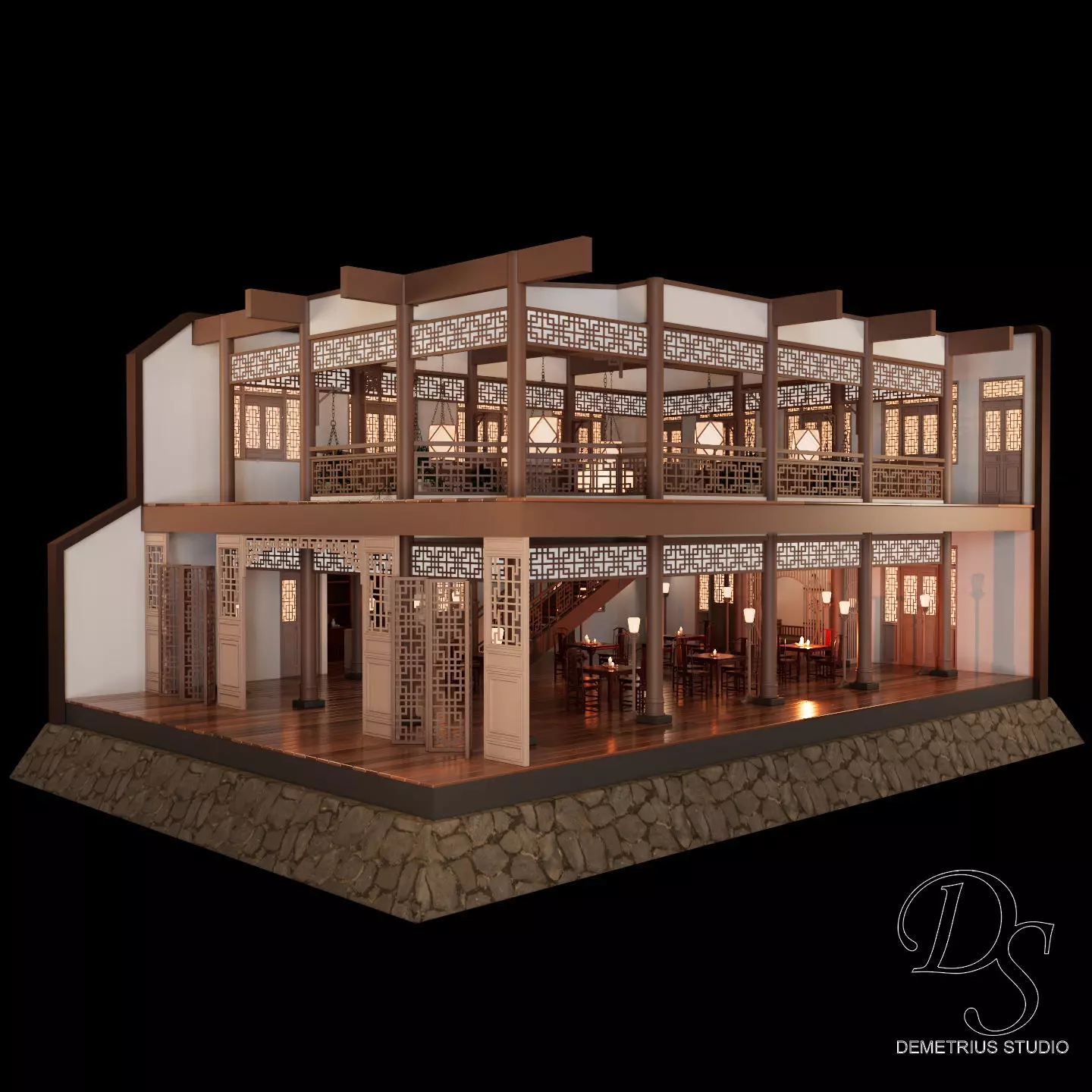 Chinese Style Inn 3D model_0