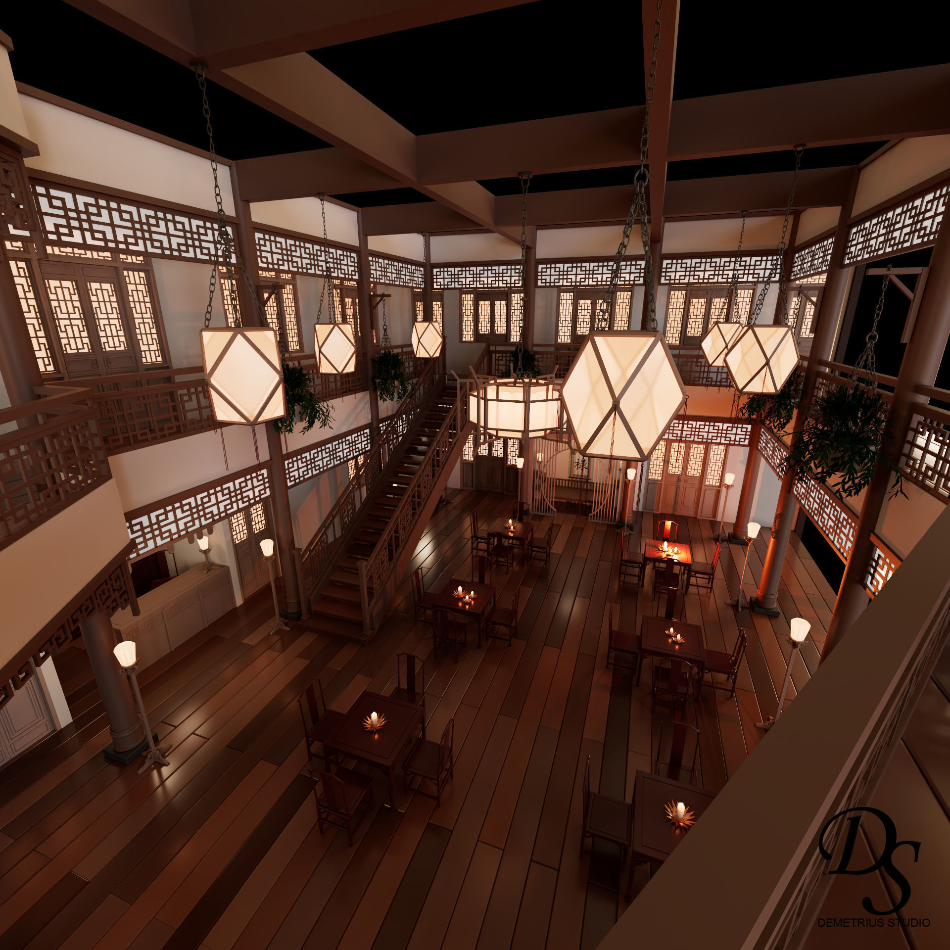 Chinese Style Inn 3D model_1