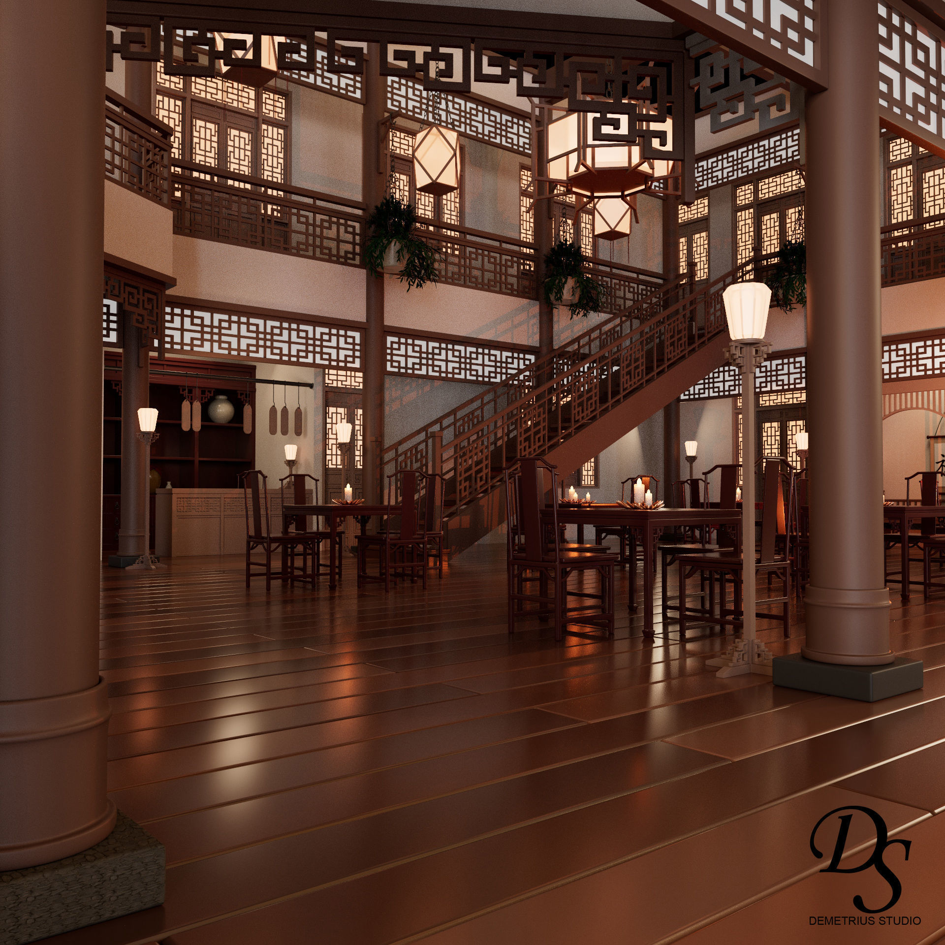 Chinese Style Inn 3D model_2