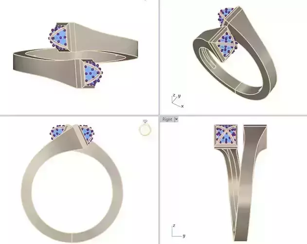 Cleo Full Gold and head diamond Slim Ring 3D print model