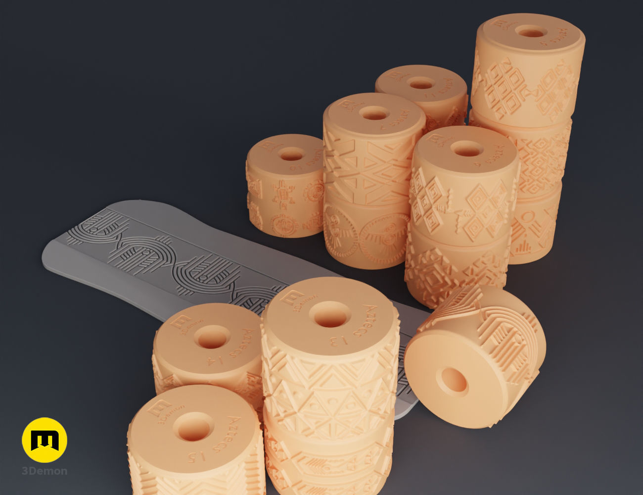Texture Rollers Aztec middle 3D print model_2