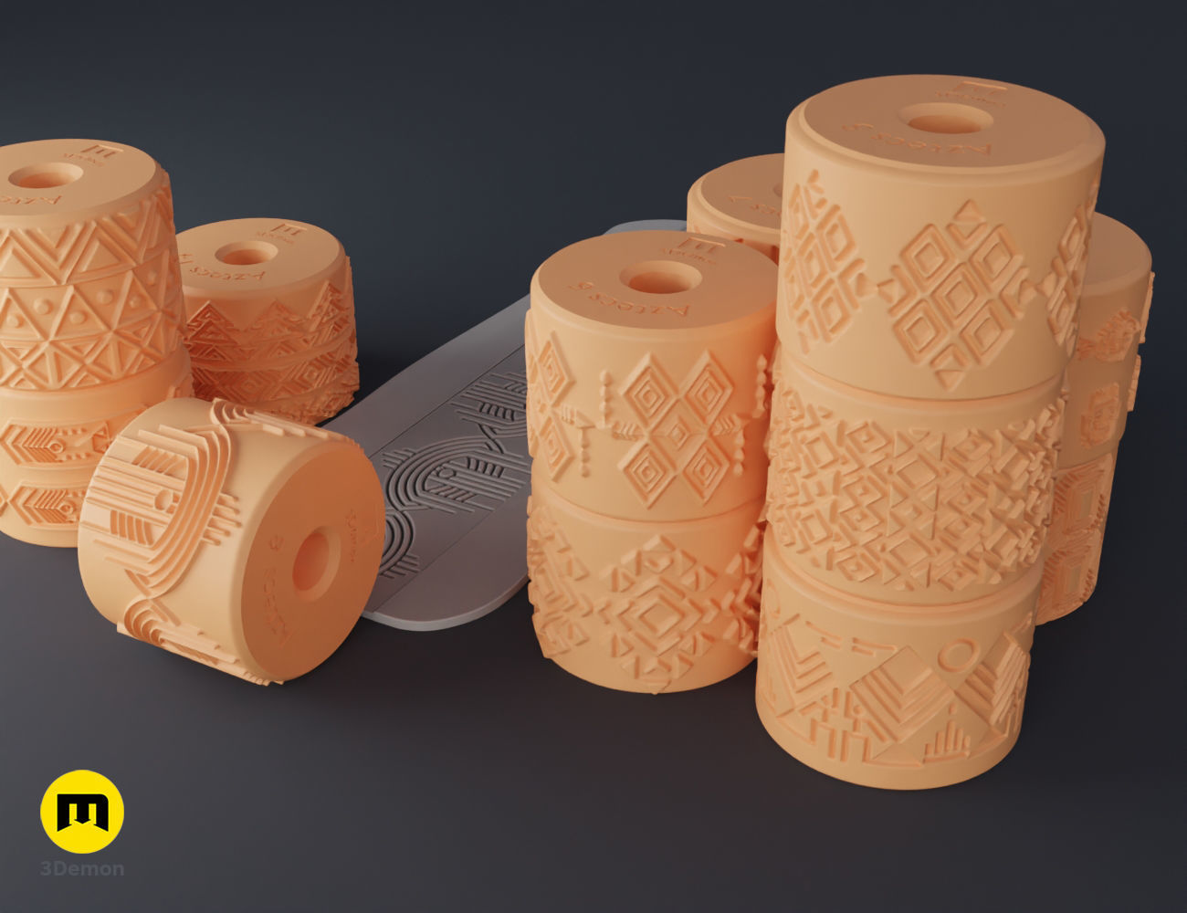 Texture Rollers Aztec middle 3D print model_1