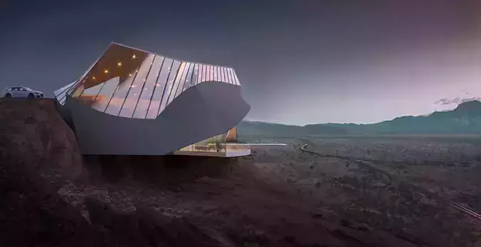 Saudi arabia conceptual desert hill luxury home