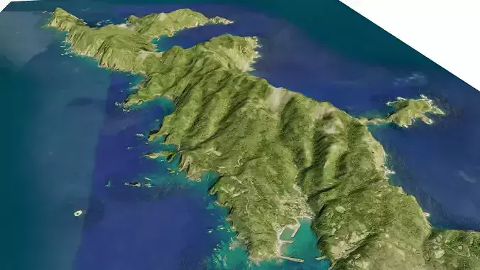 Hahajima Island 3d model terrain Low-poly 3D model