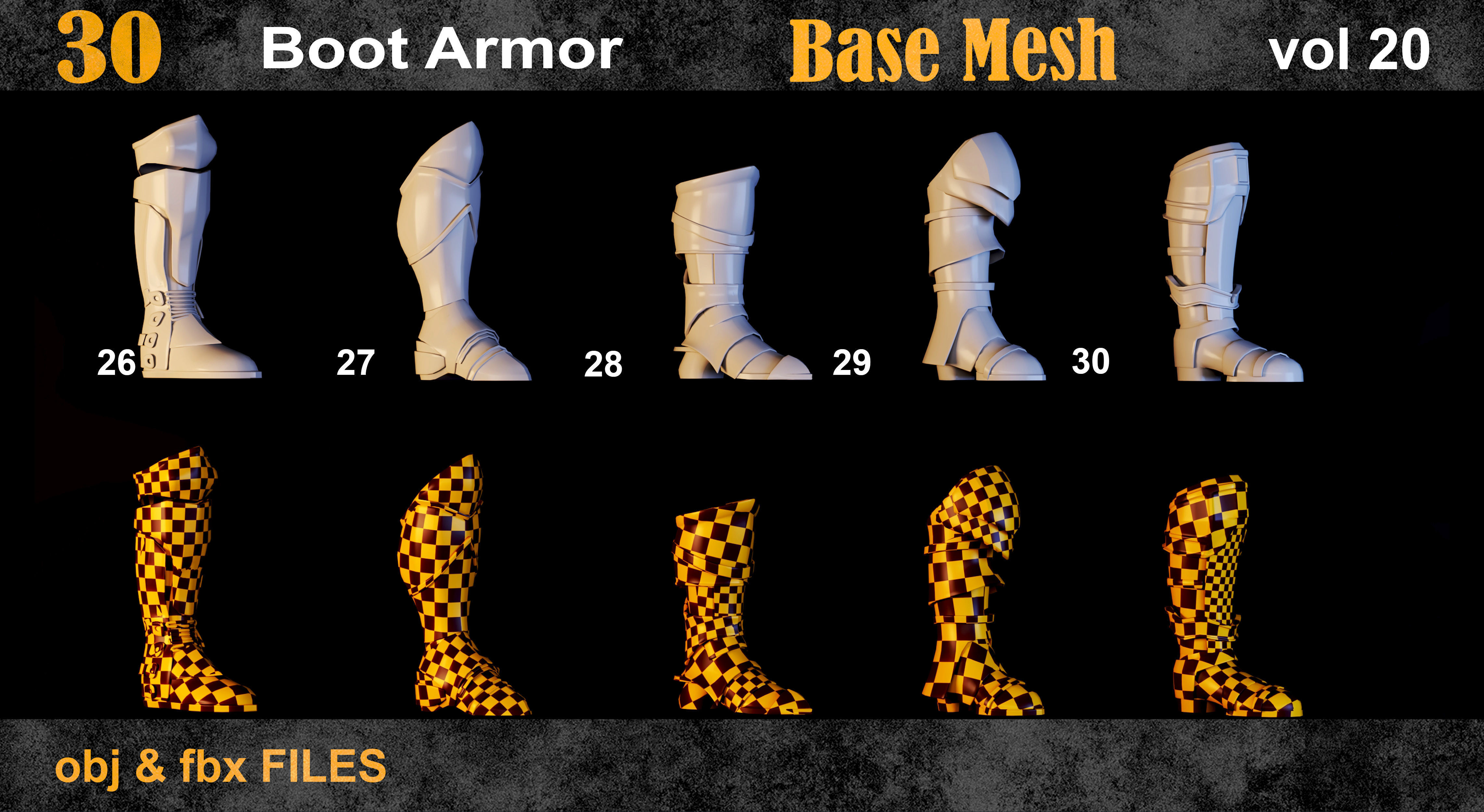 30 Boot Armor BaseMesh vol 20 Low-poly 3D model_6