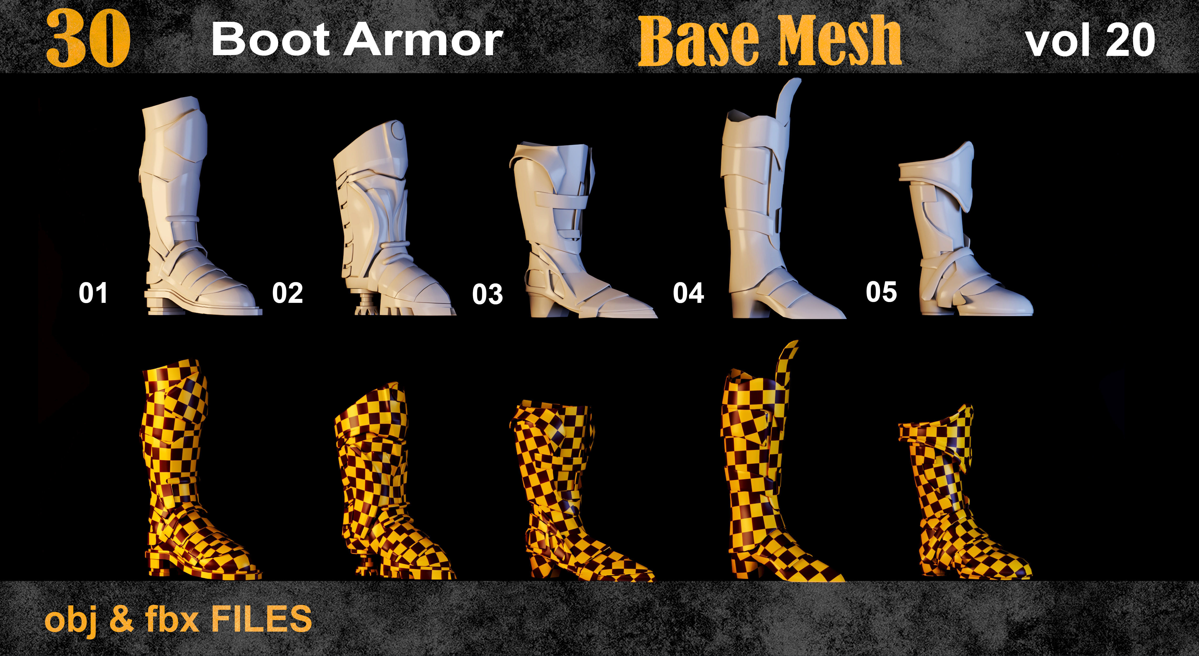 30 Boot Armor BaseMesh vol 20 Low-poly 3D model_1