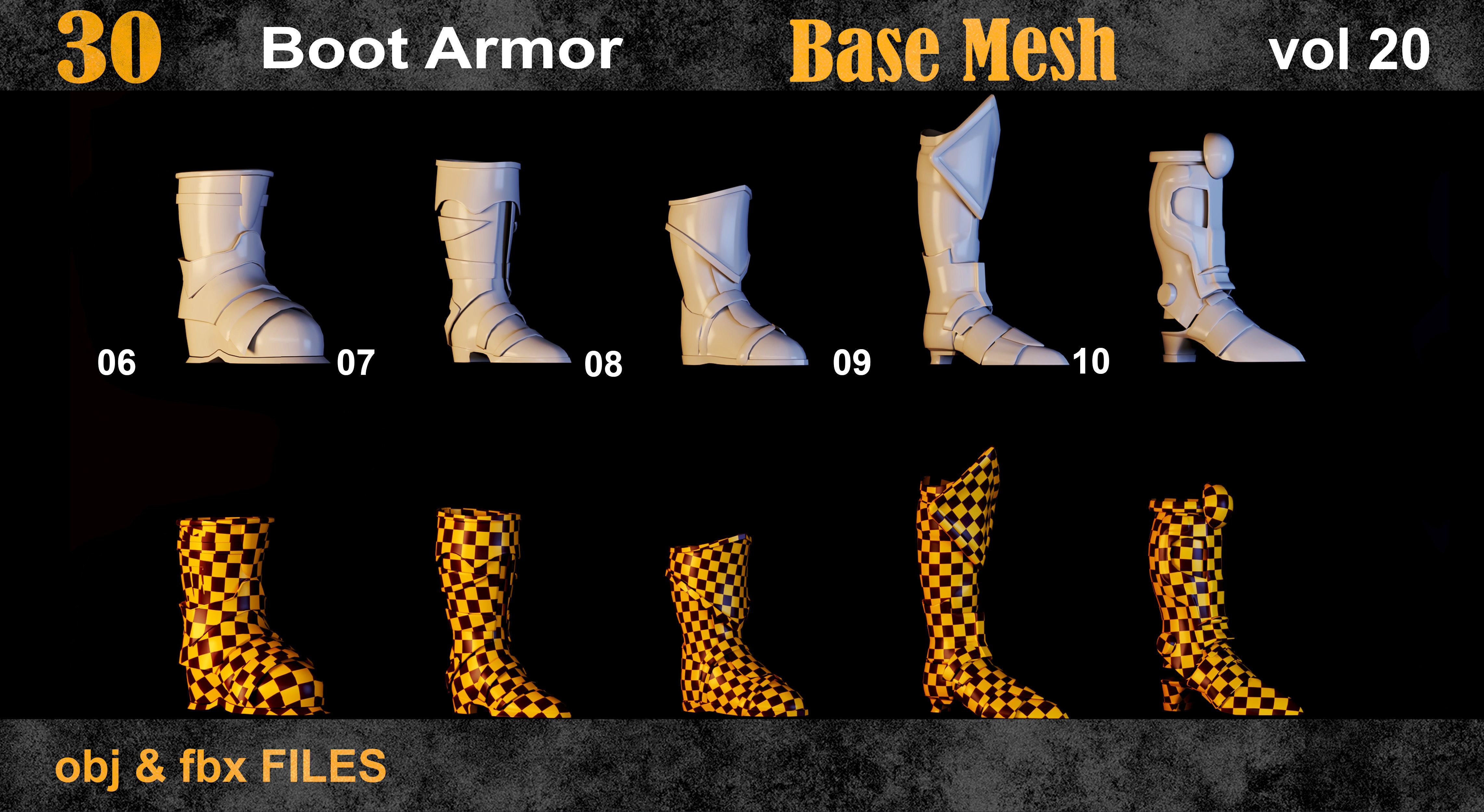 30 Boot Armor BaseMesh vol 20 Low-poly 3D model_2