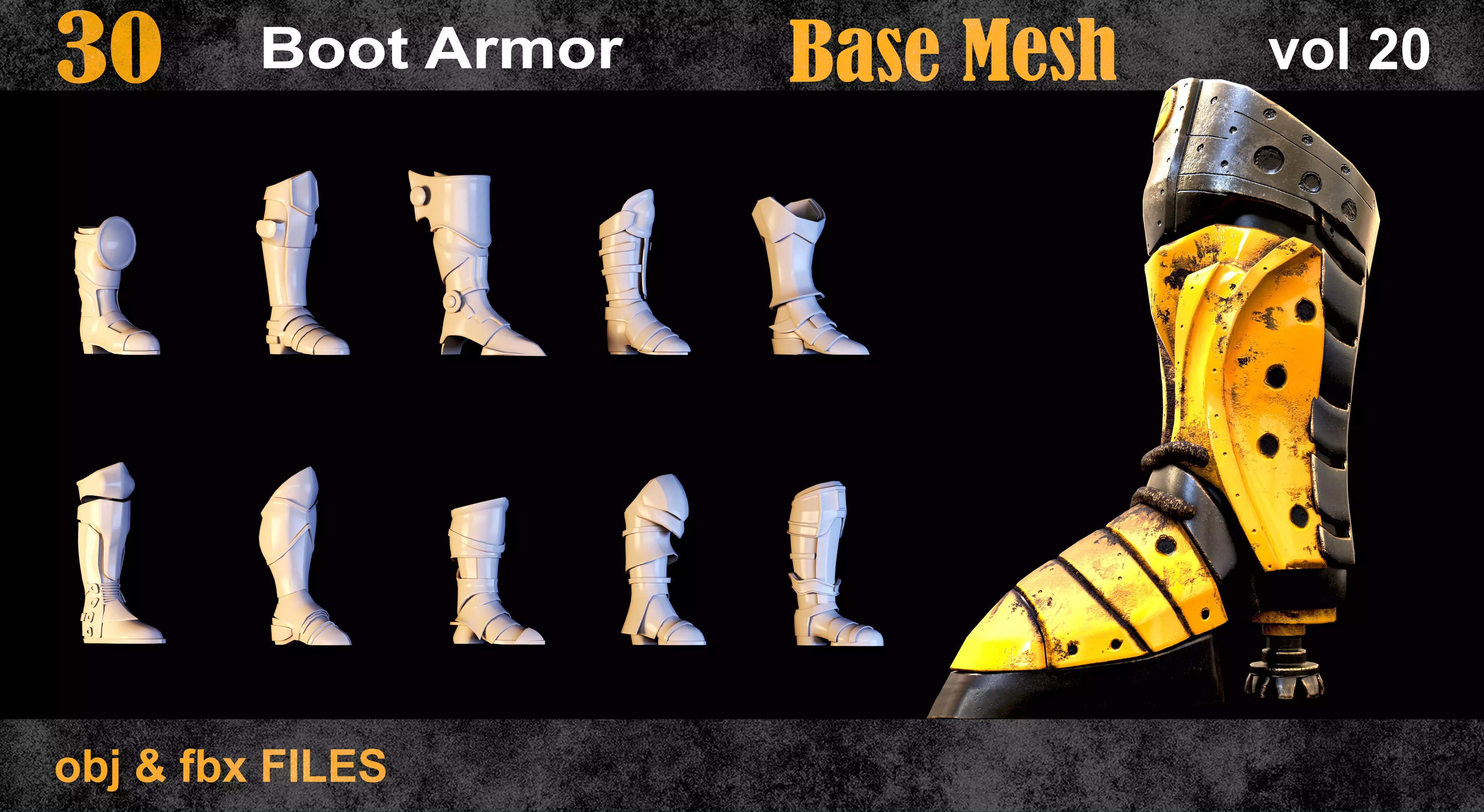 30 Boot Armor BaseMesh vol 20 Low-poly 3D model_0