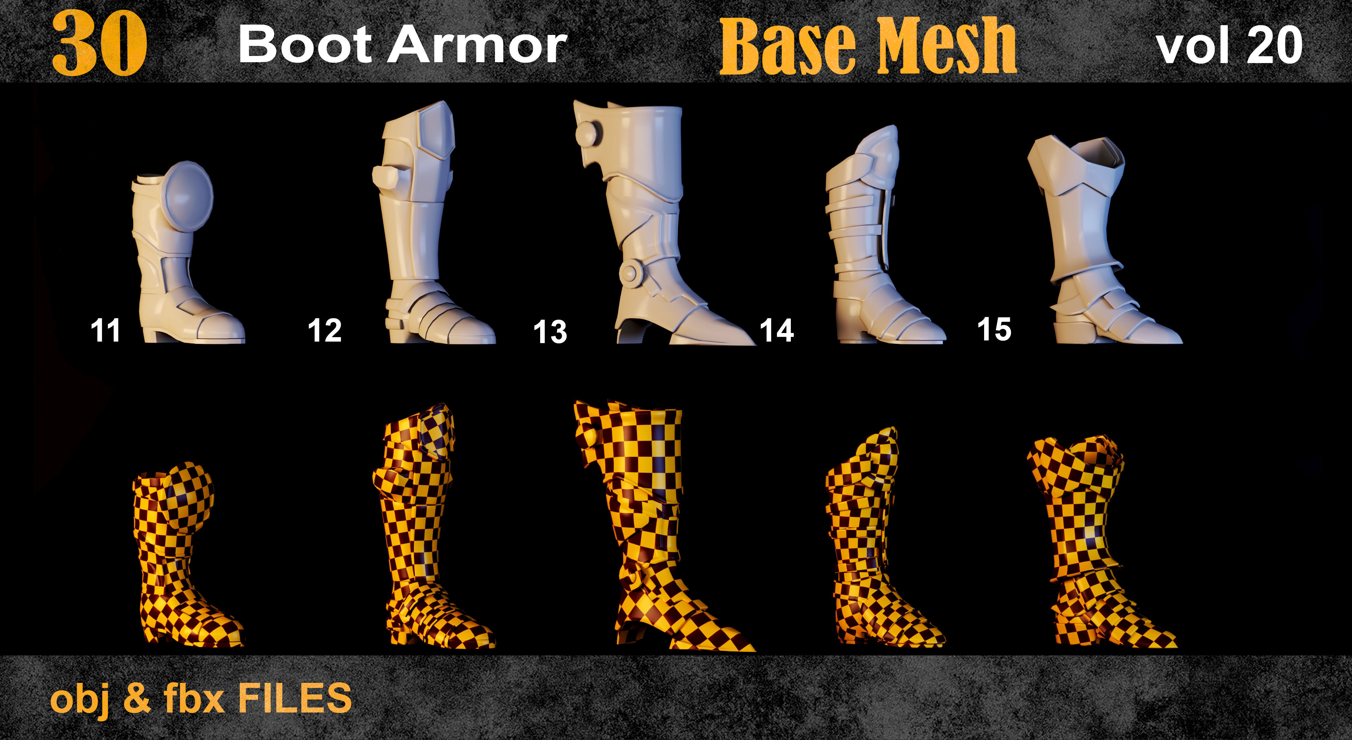 30 Boot Armor BaseMesh vol 20 Low-poly 3D model_3