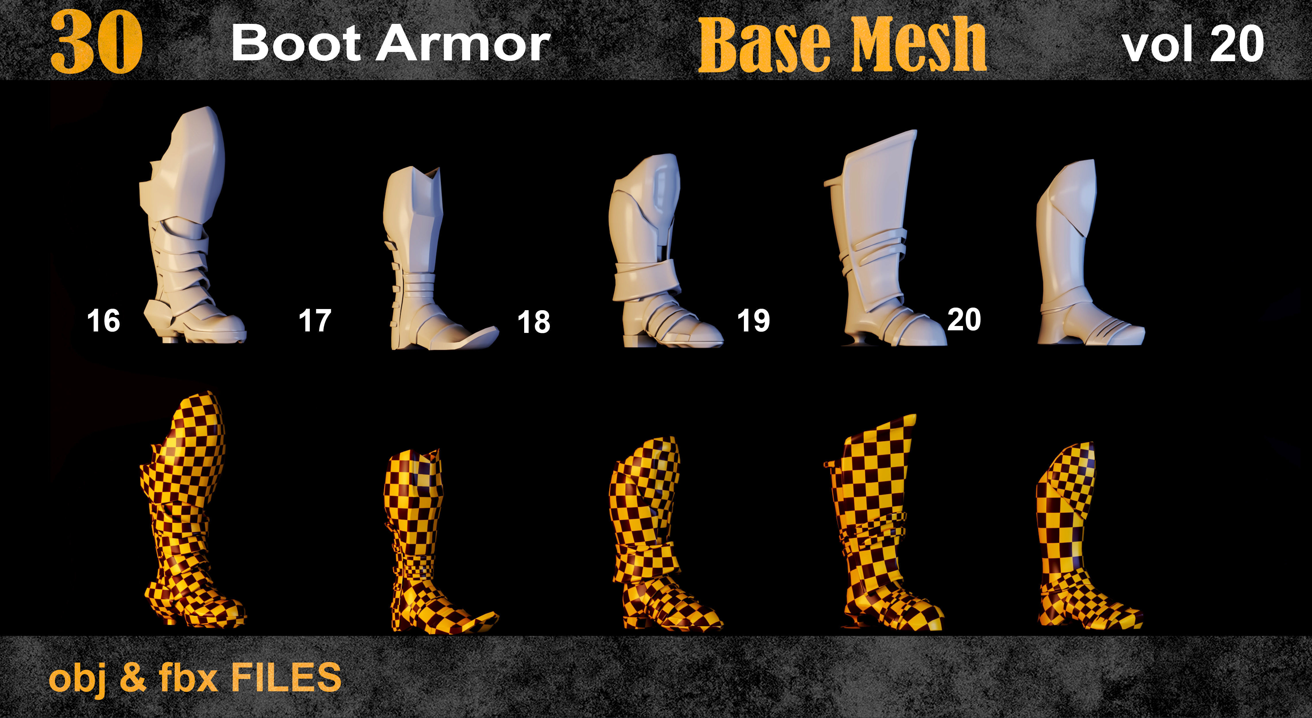 30 Boot Armor BaseMesh vol 20 Low-poly 3D model_4