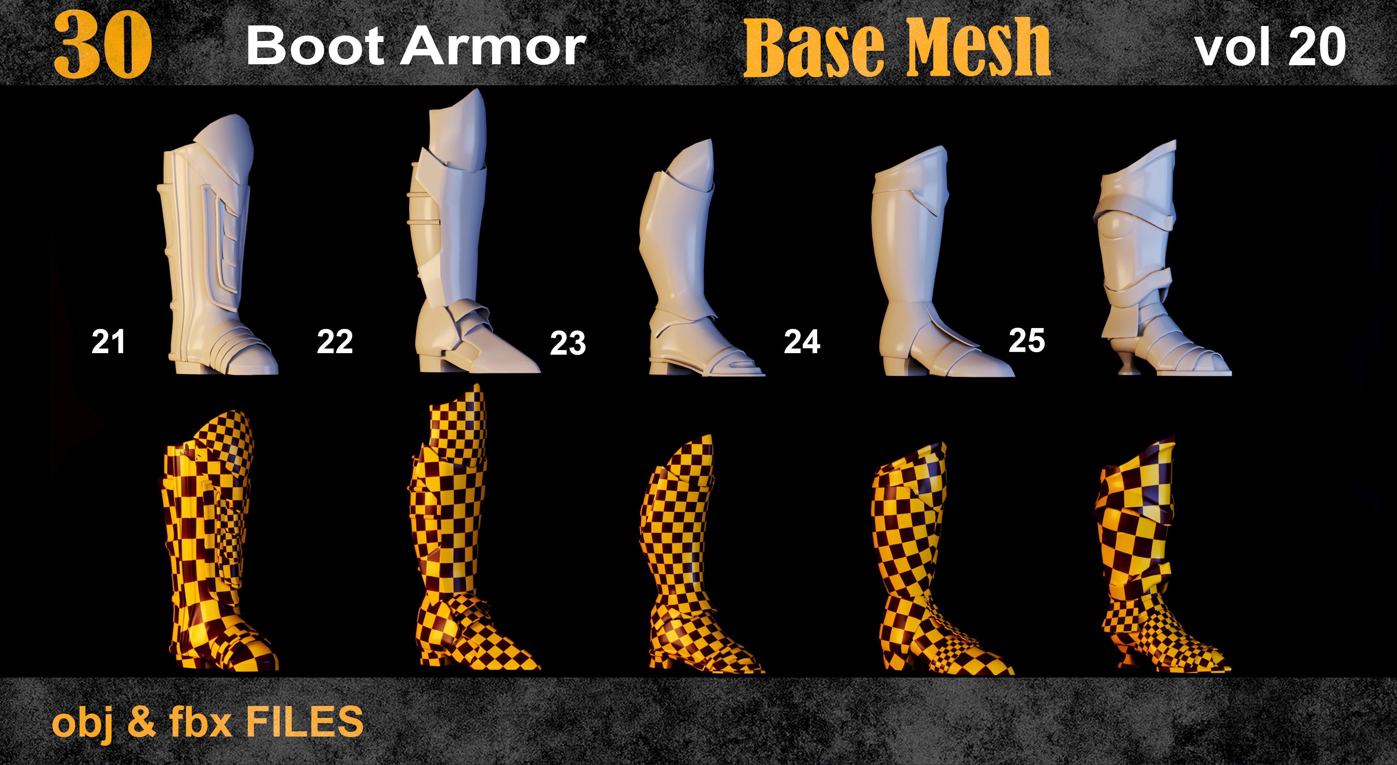 30 Boot Armor BaseMesh vol 20 Low-poly 3D model_5