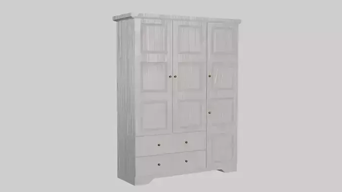 White Wooden Cabinet with Steel Round Handle