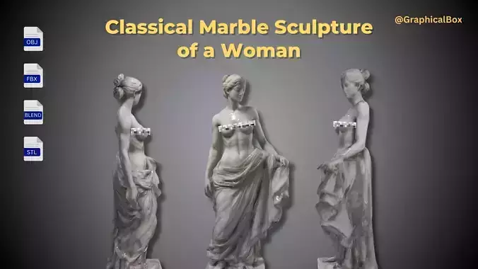 Classical Marble Sculpture of a Woman Statue Low-poly 3D model