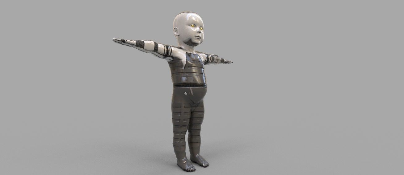 robot baby 3d model Low-poly 3D model_7