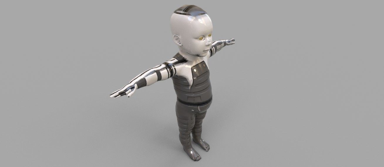 robot baby 3d model Low-poly 3D model_11