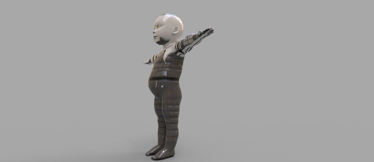 robot baby 3d model Low-poly 3D model_1