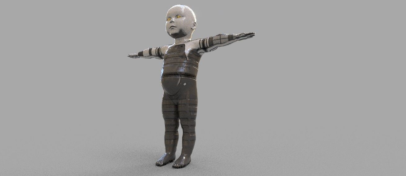 robot baby 3d model Low-poly 3D model_14