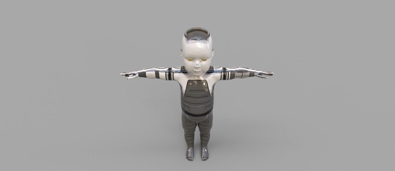 robot baby 3d model Low-poly 3D model_4